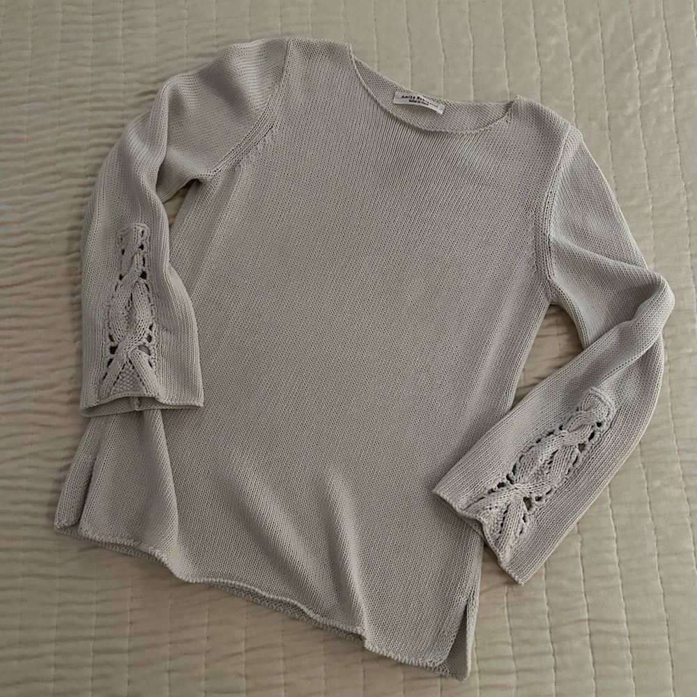 Beautiful cotton sweater in ivory by Amina Rubinacci